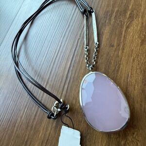 Peyote Bird Free Spirit Rose Quartz Necklace Sterling Silver Pink Gem Leather